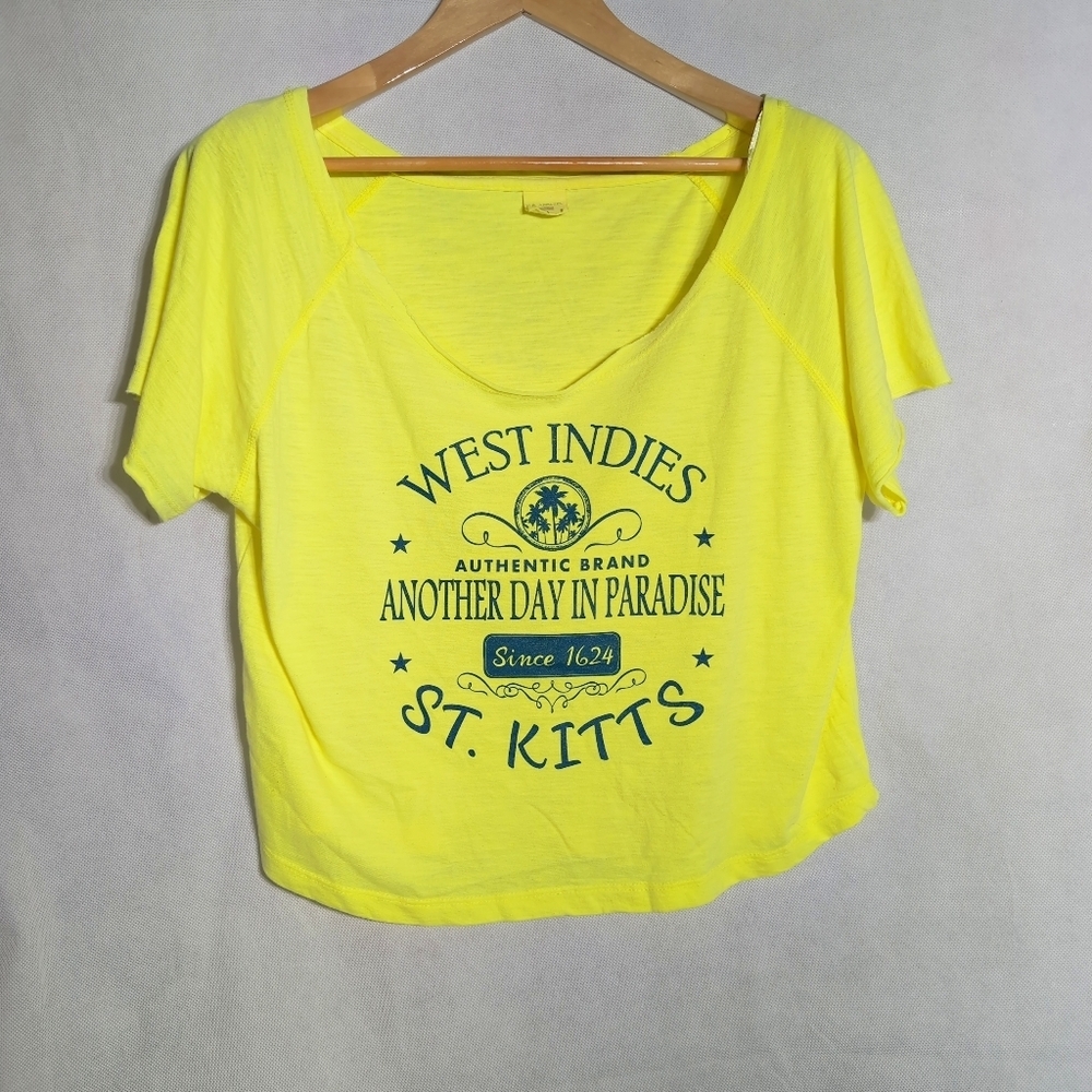 U.S. Apparel West Indies St Kitts Vintage Yellow Graphic T-Shirt